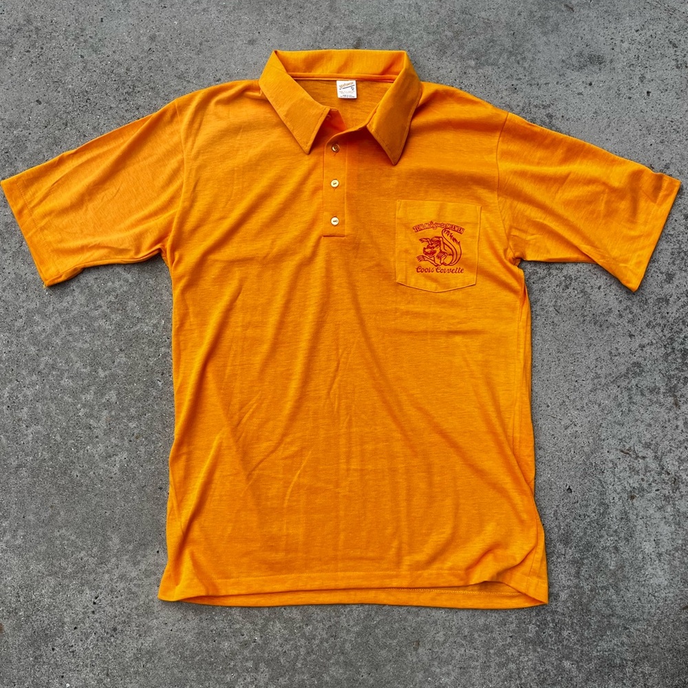 Vintage 1970s Coors Light “Coors Corvette” Sportswear Single Stitch Polo